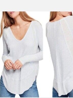 FREE PEOPLE Catalina Thermal We The Free Blue Long Sleeve Top M
